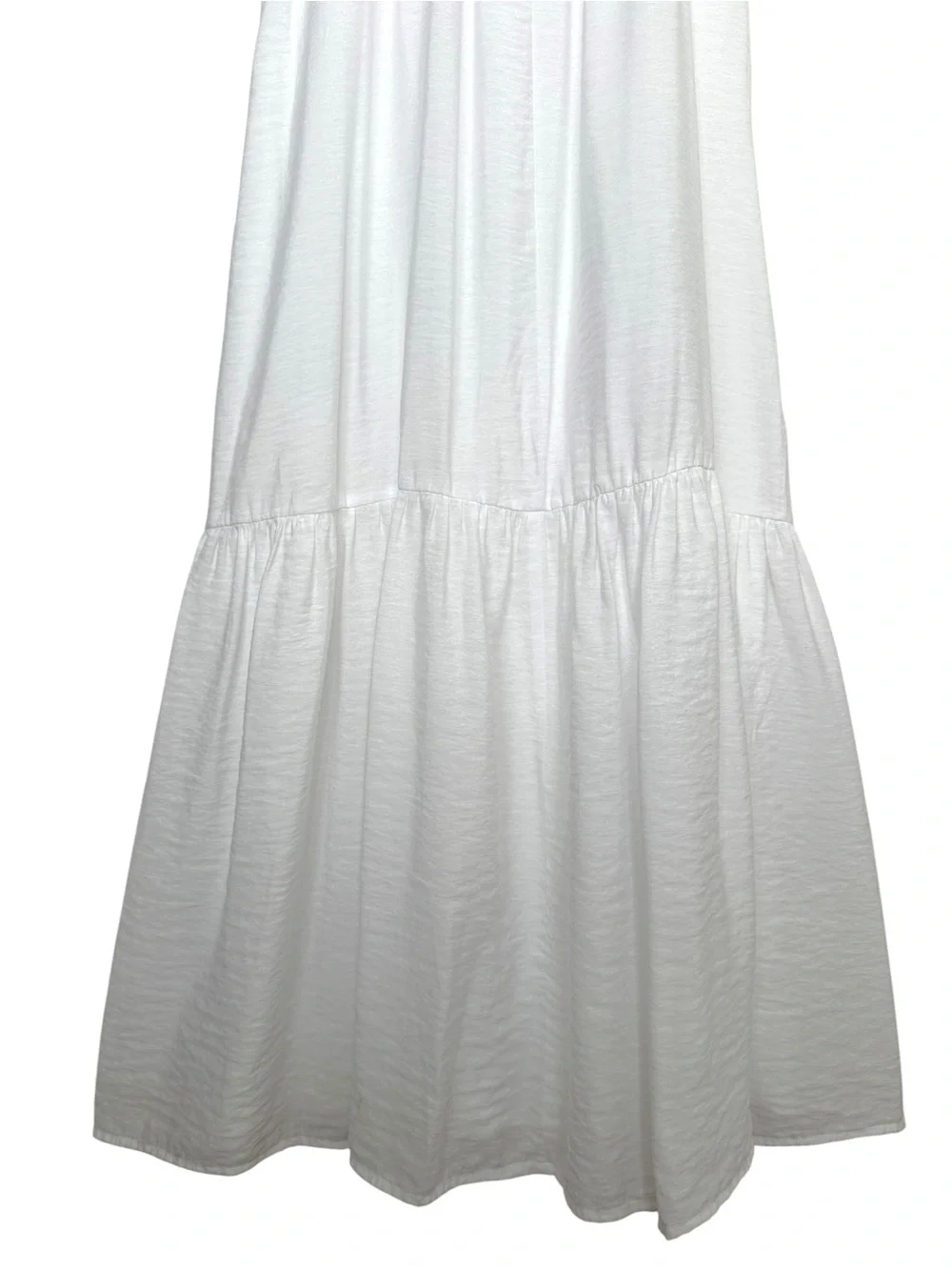 ABERCROMBIE & FITCH White Tiered Maxi Dress Pockets S Vacation Resort Wear Beach